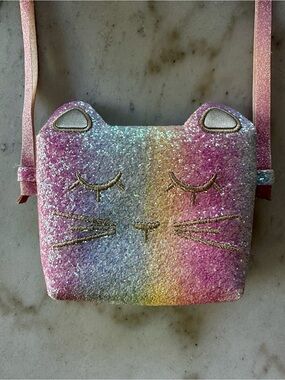 Glitter Rainbow Cat Crossbody Bag - Multicolor | Cat purse | Sparkly cat handbag